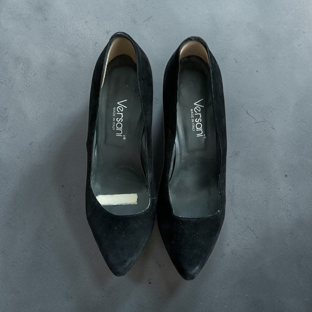 Versani Black Suede Pointed Pumps